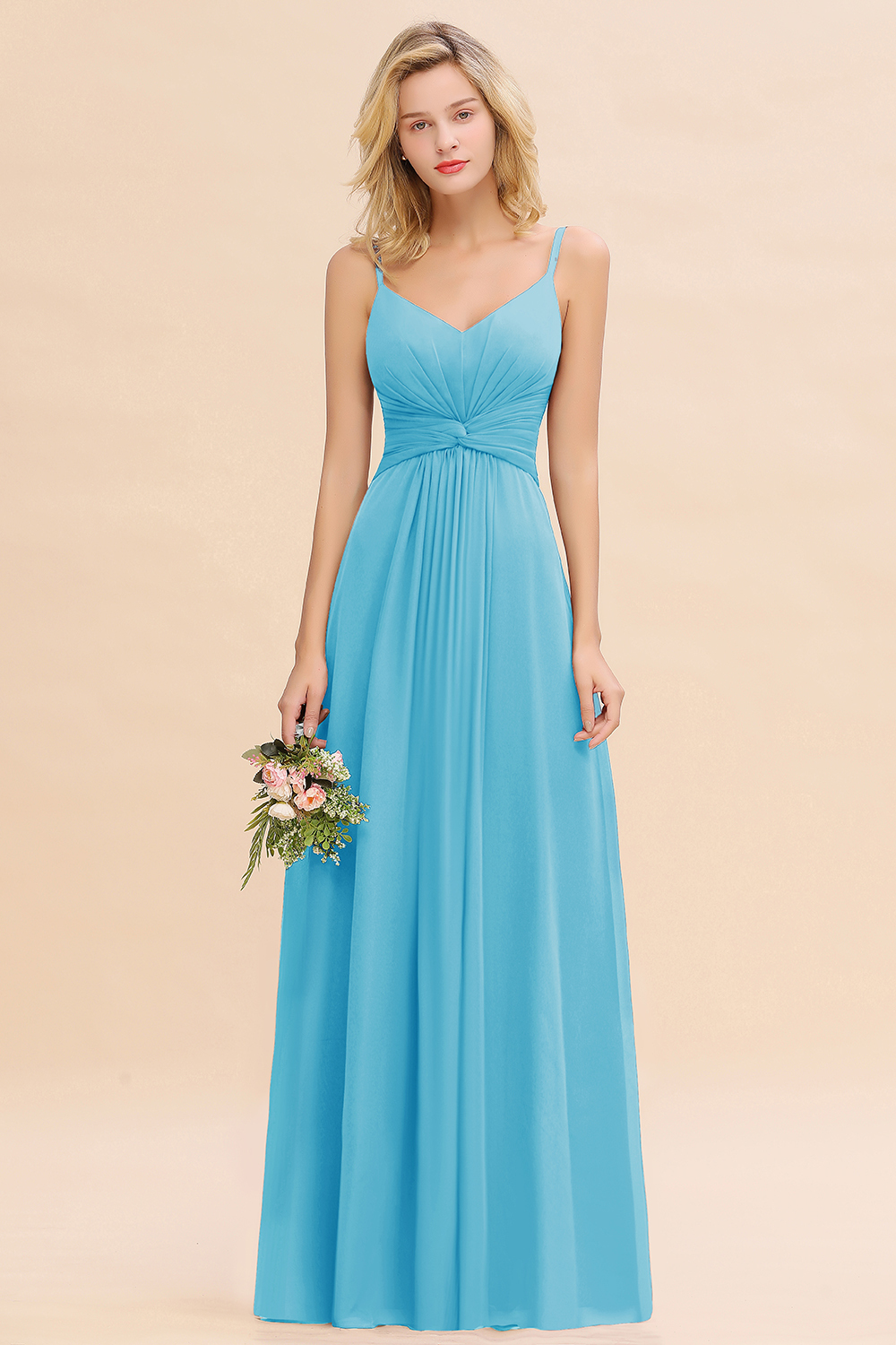 Elegant A-line Ruffles Spaghetti Straps Bridesmaid Dress