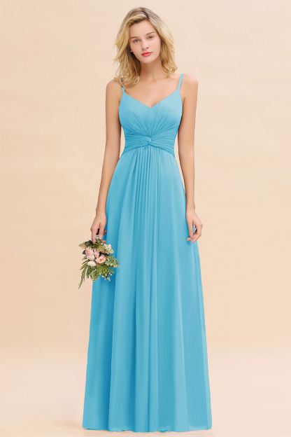 Elegant A-line Ruffles Spaghetti Straps Bridesmaid Dress
