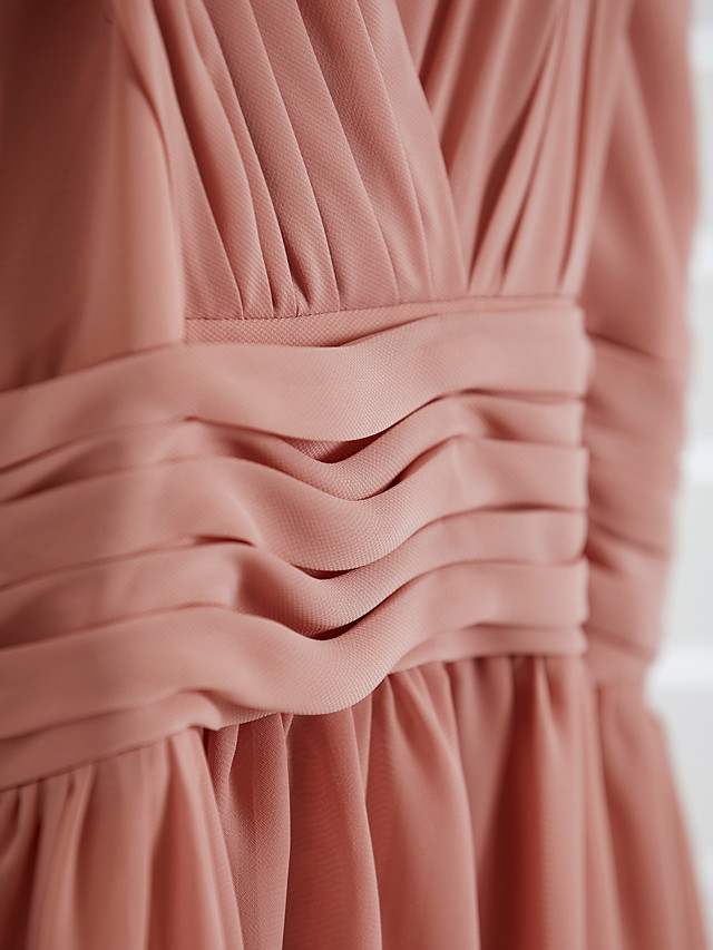 Long A-Line V Neck Chiffon Junior Bridesmaid Dress