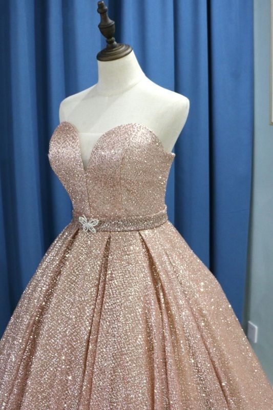 Shiny Sweetheart Sequins Floor-length Ruffles Princess Prom Dress