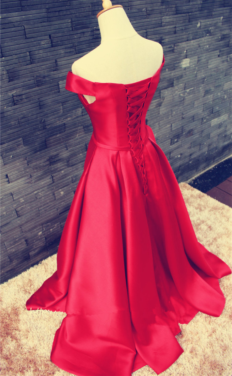 Charming Off-the-shoulder A-Line Satin Ruffles Floor-length Prom Dress