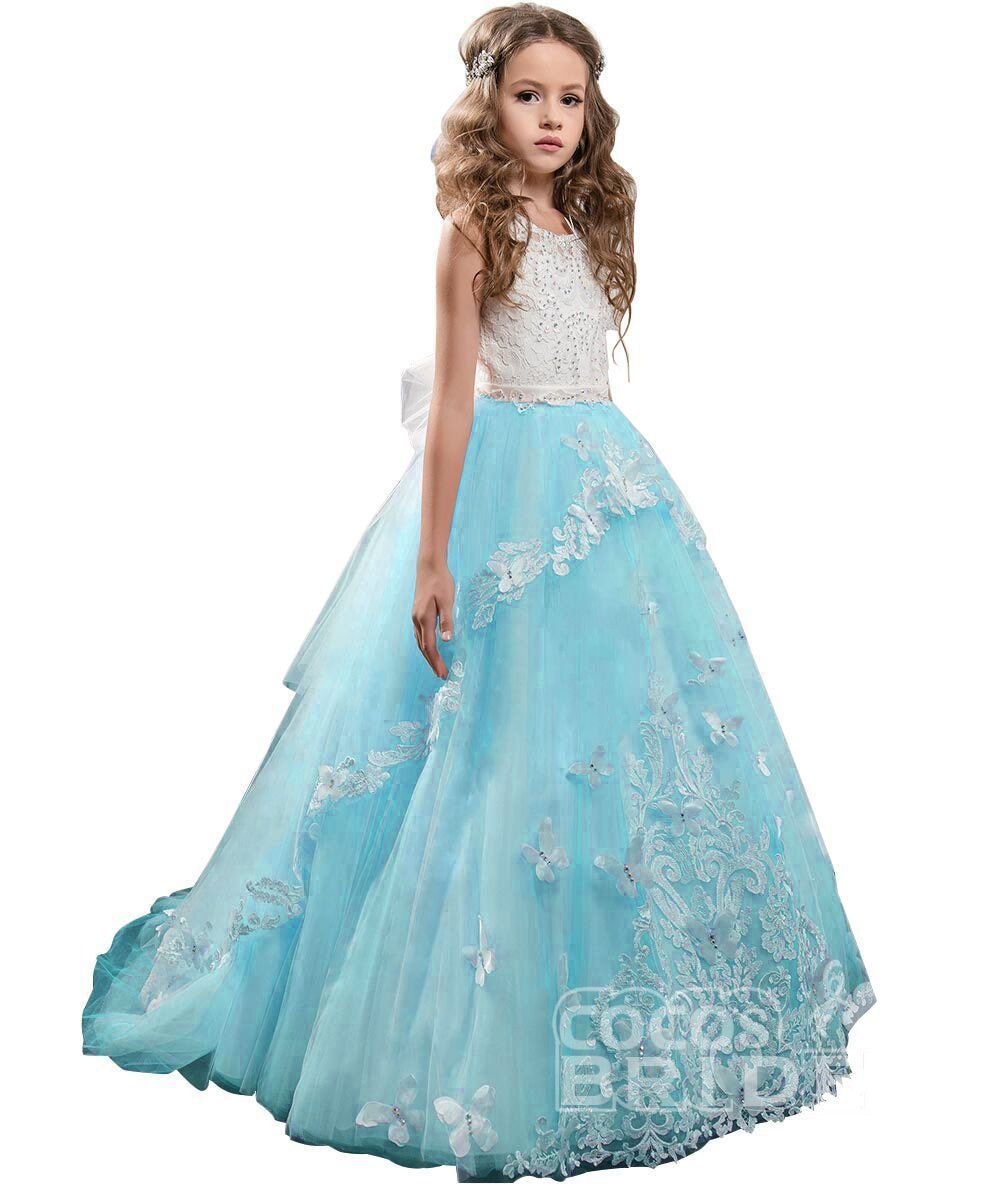 White Scoop Neck Sleeveless Ball Gown Flower Girls Dress