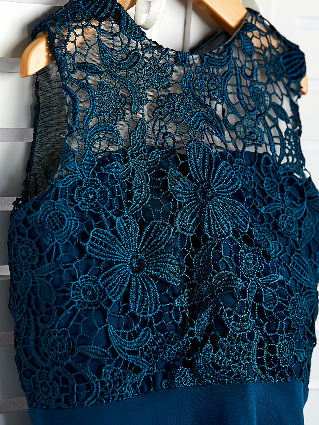 A-Line Jewel Neck Asymmetrical / Tea Length Chiffon / Lace Junior Bridesmaid Dress With Lace