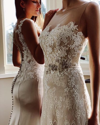 Classy Long Bateau Appliques Lace Floor-length Mermaid Wedding Dress