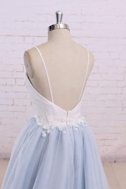 Chic Long Sweetheart Spaghetti Strap Organza A-line Wedding Dress