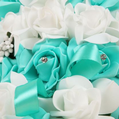 Colorful Silk Rose Wedding Bouquet with Ribbons
