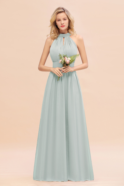 BM0758 Glamorous High-Neck Halter Bridesmaid Affordable Dresses with Ruffle