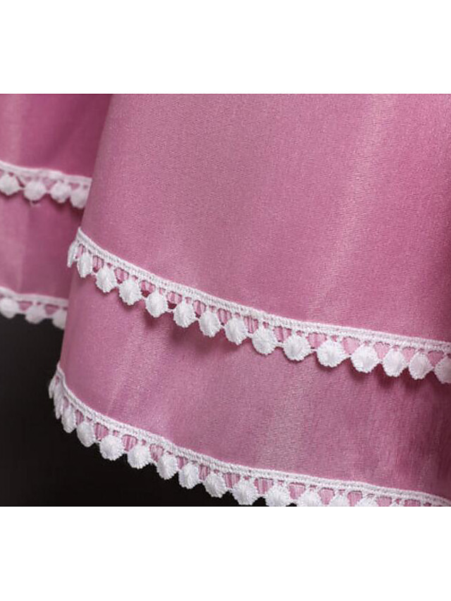 Princess Asymmetrical Wedding / Party / Pageant Flower Girl Dresses - Satin / Tulle Sleeveless Jewel Neck With Lace / Belt / Appliques