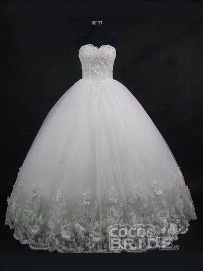 Luxury Long Sweetheart Lace Ball Gowns Beaded Wedding Dresses