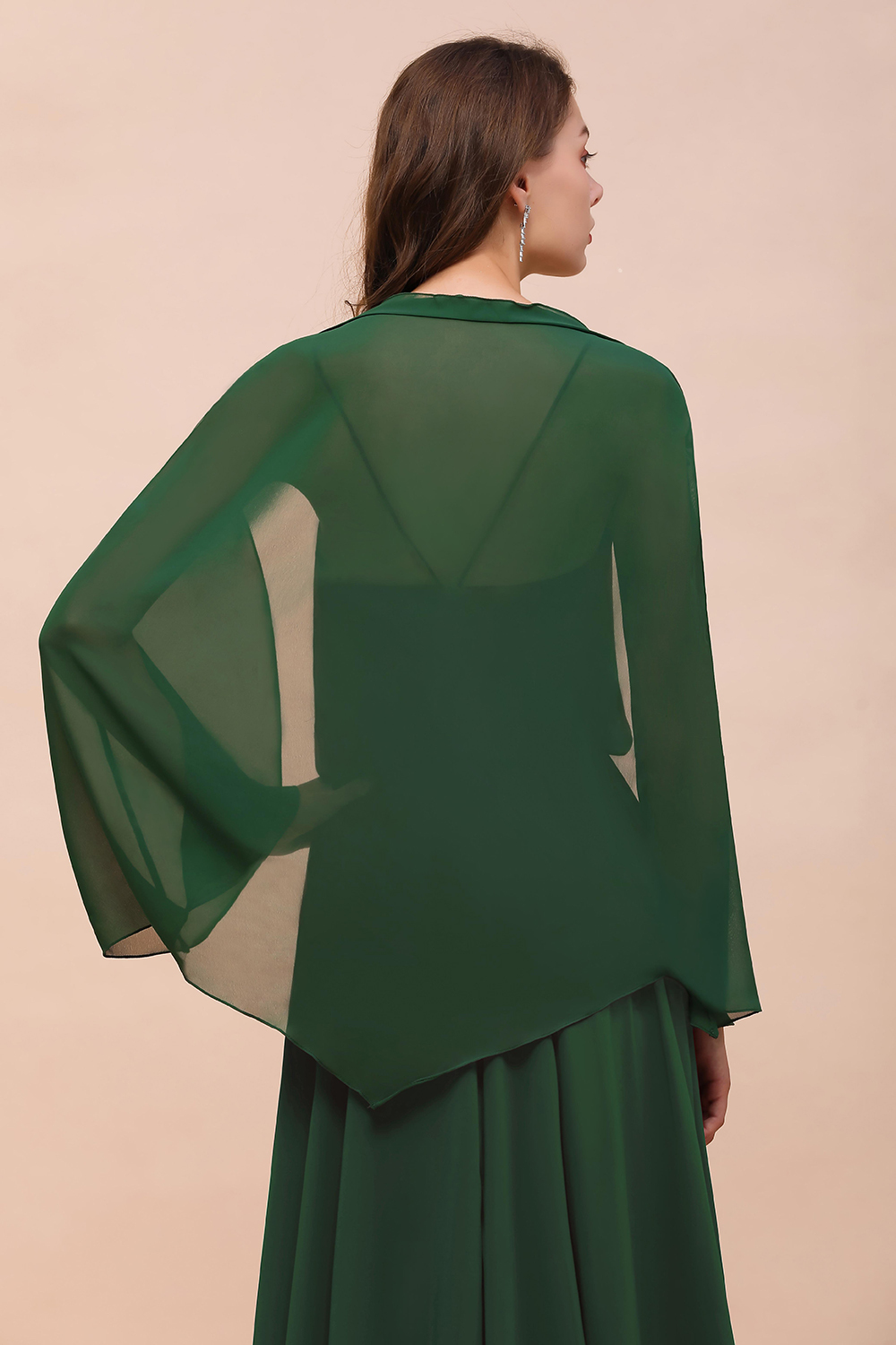 BM1893 Dark Green Long Sleeve Chiffon Special Occasion Wraps