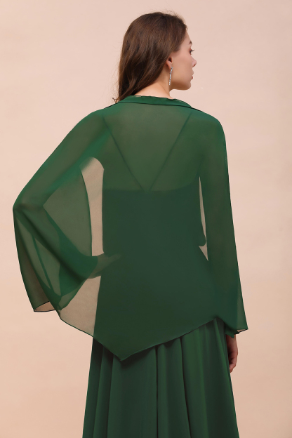 BM1893 Dark Green Long Sleeve Chiffon Special Occasion Wraps