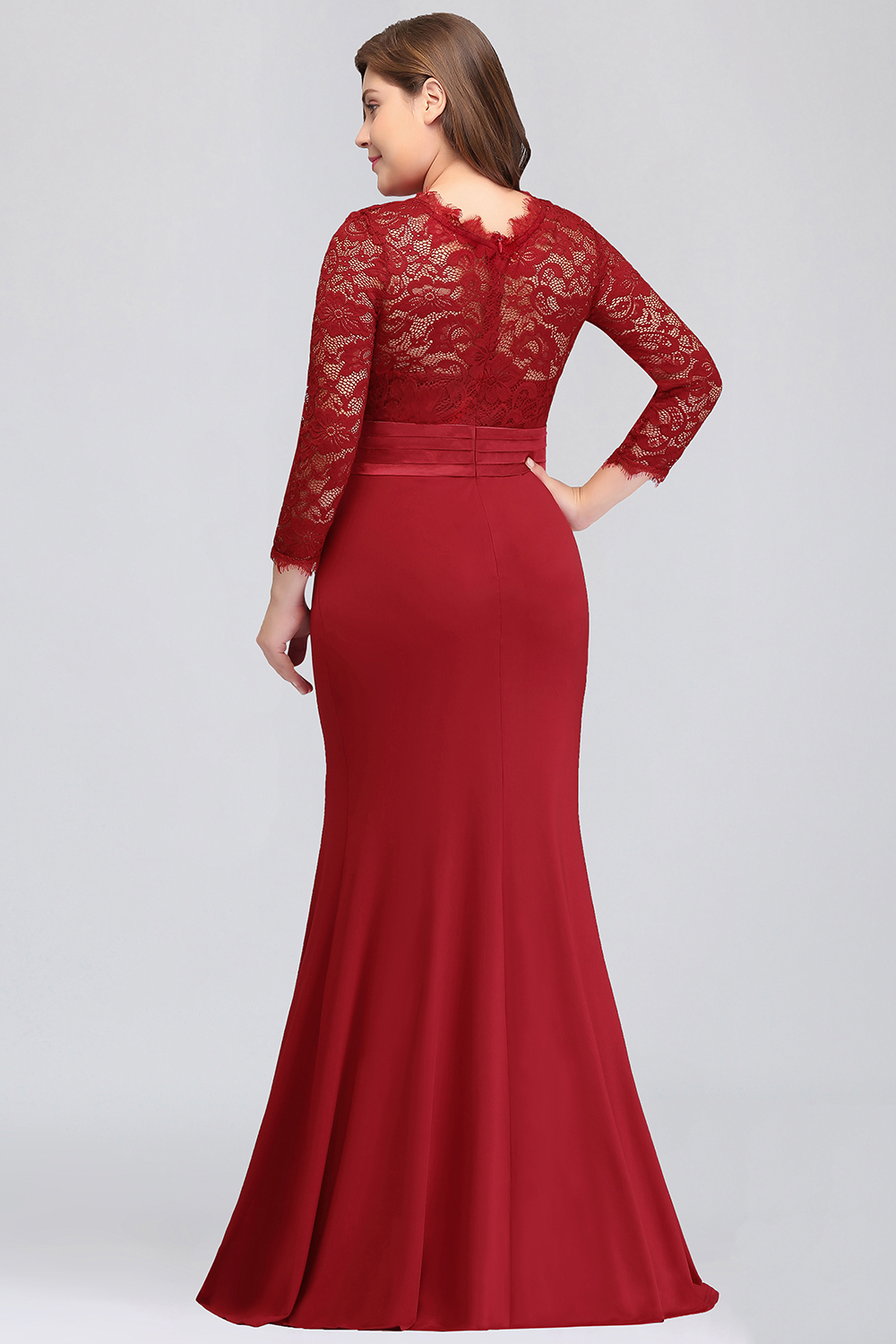 Charming Long Sleeve Bateau Lace Floor-length Mermaid Prom Dress