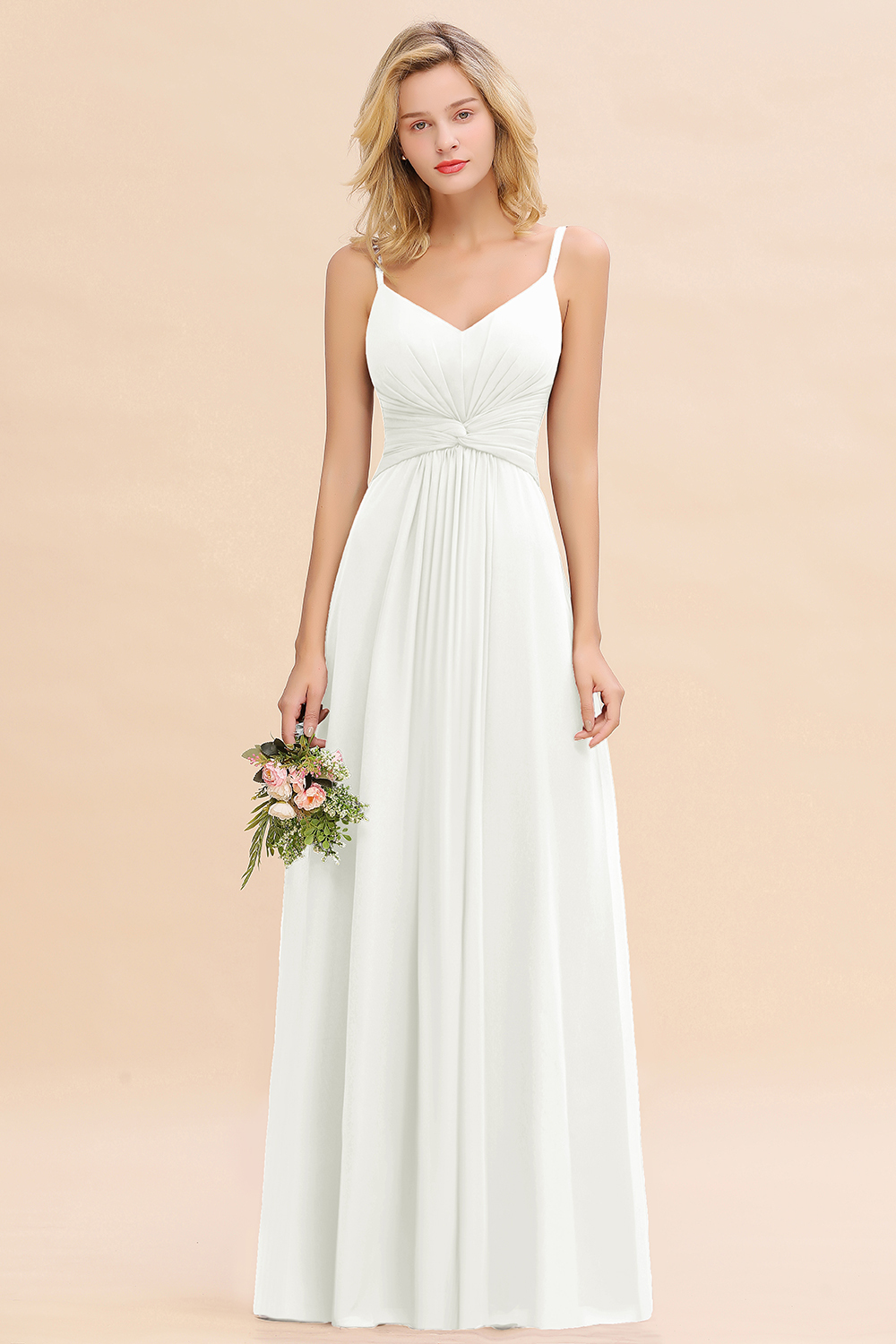 Elegant A-line Ruffles Spaghetti Straps Bridesmaid Dress