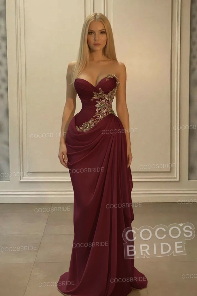 Sweetheart Mermaid Long Chiffon Prom Dress with Beads