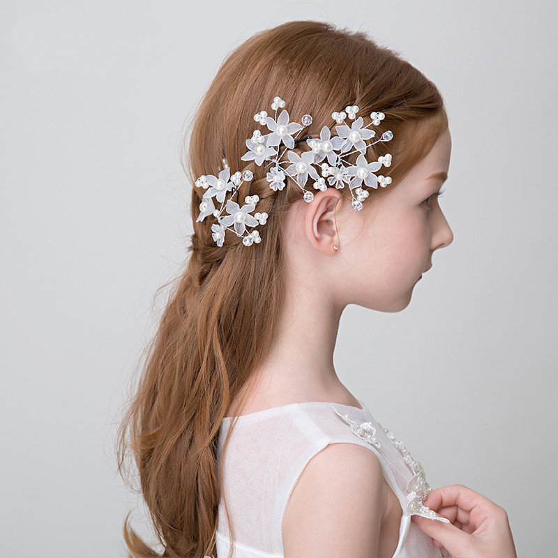 Pearls Crystal Flower Girl Headbands