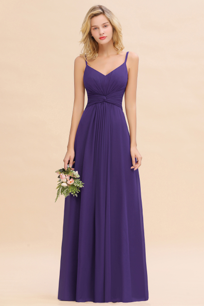 Elegant A-line Ruffles Spaghetti Straps Bridesmaid Dress