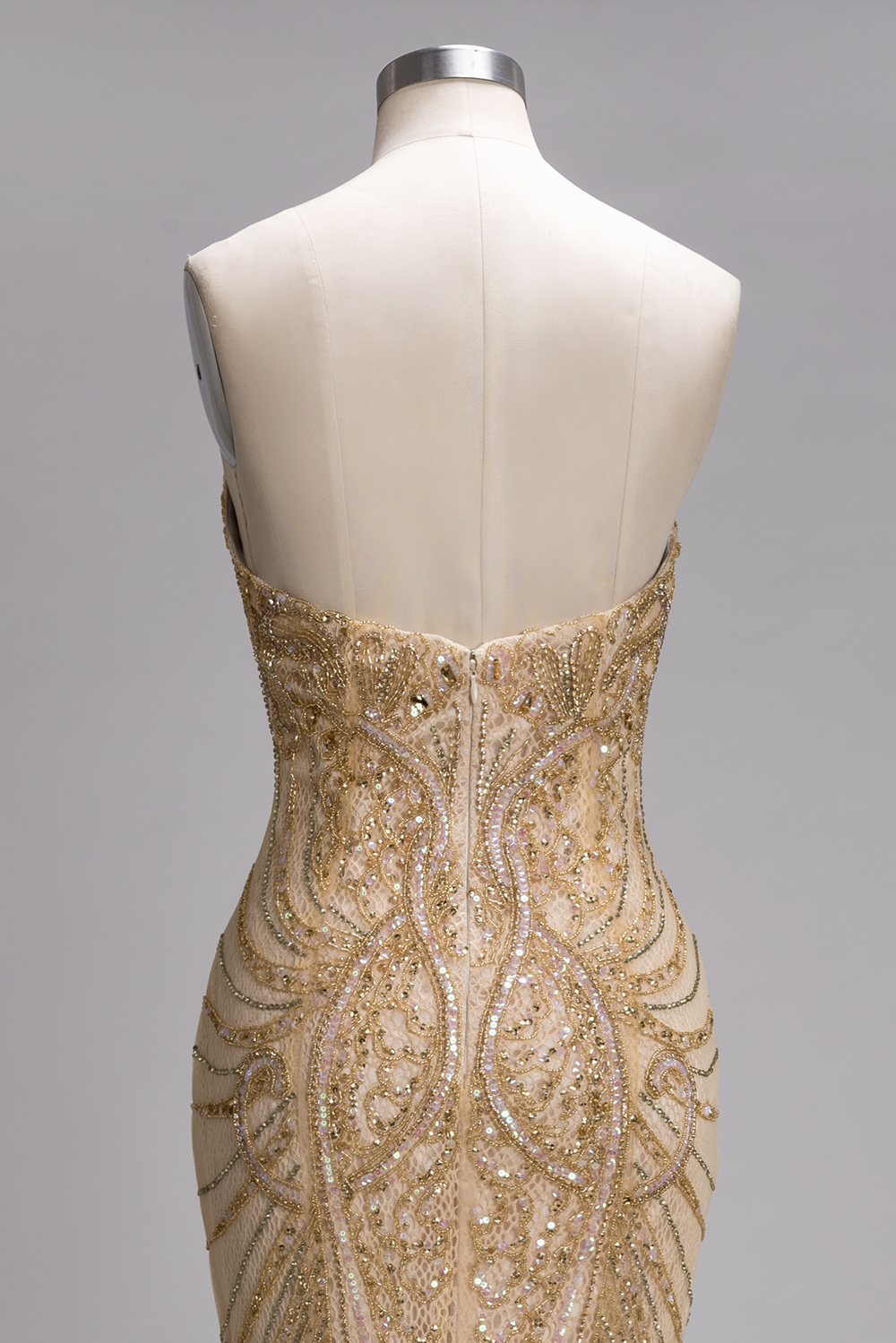 Mermaid Strapless Sweetheart Long Sequined Formal Evening Dresses with Beads