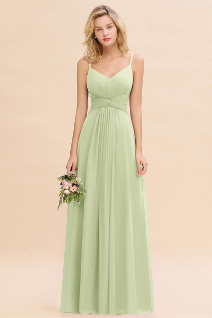 Elegant A-line Ruffles Spaghetti Straps Bridesmaid Dress
