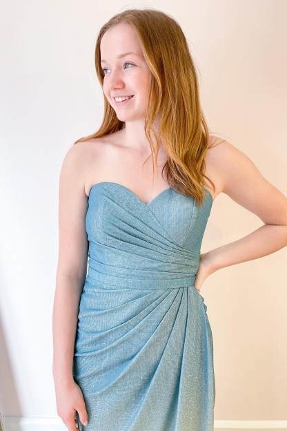 Chic Sweetheart Ruched Backless Floor-length Sequins Mermaid Prom Dress