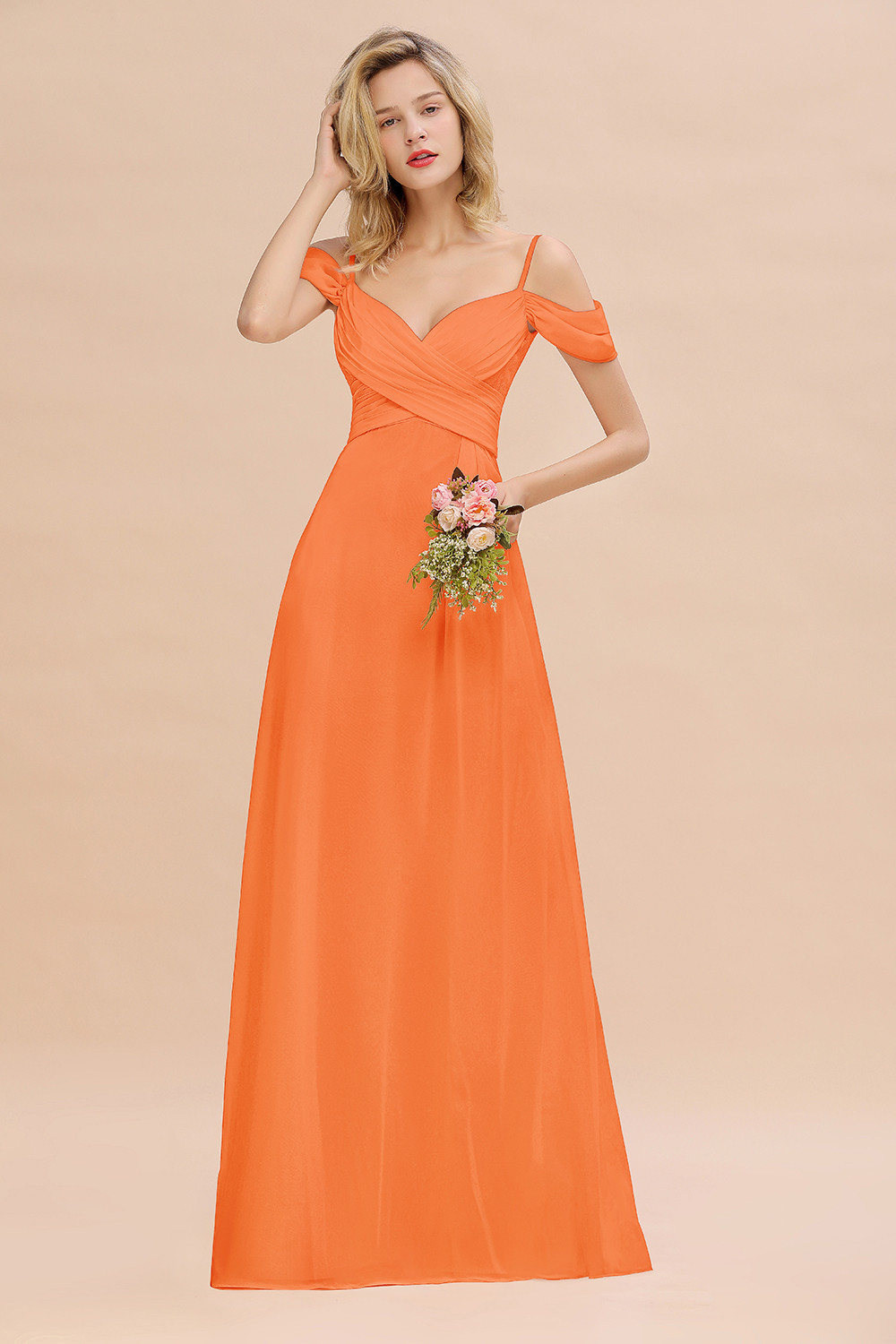 Spaghetti Straps Sweetheart Ruffles Bridesmaid Dress