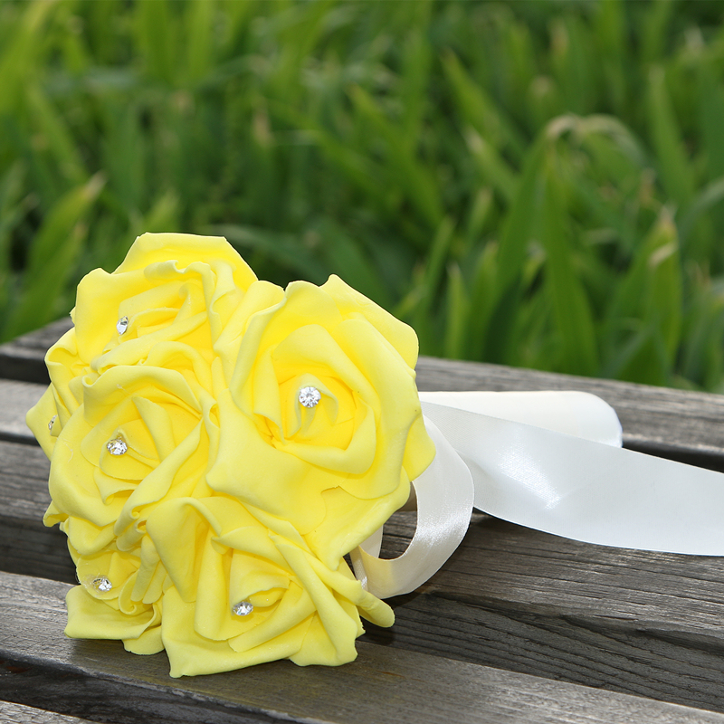 Simple Silk Rose wedding Bouquet in Multiple Colors
