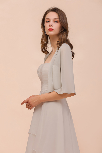 BM1083 Silver Half Sleeves Chiffon Special Occasions Wraps