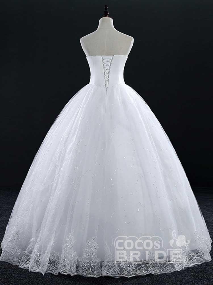 Long Tulle Sweetheart Lace Ball Gown Wedding Dresses