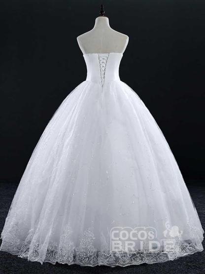 Long Tulle Sweetheart Lace Ball Gown Wedding Dresses