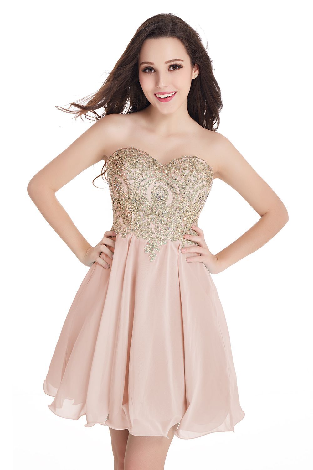 Chic A-line Sweetheart Ruffle Chiffon Short Homecoming Dress