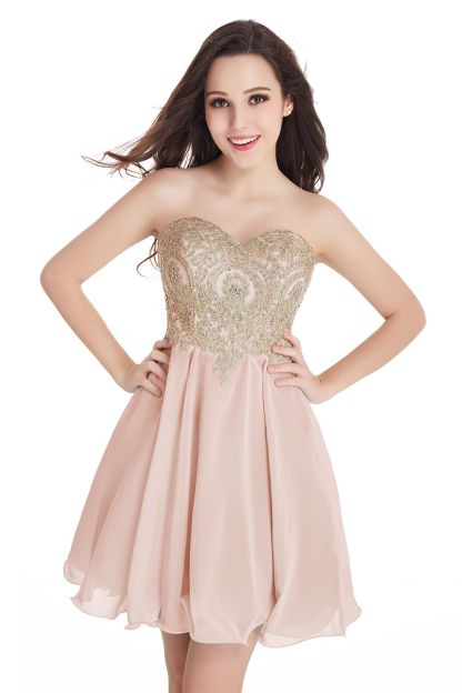 Chic A-line Sweetheart Ruffle Chiffon Short Homecoming Dress