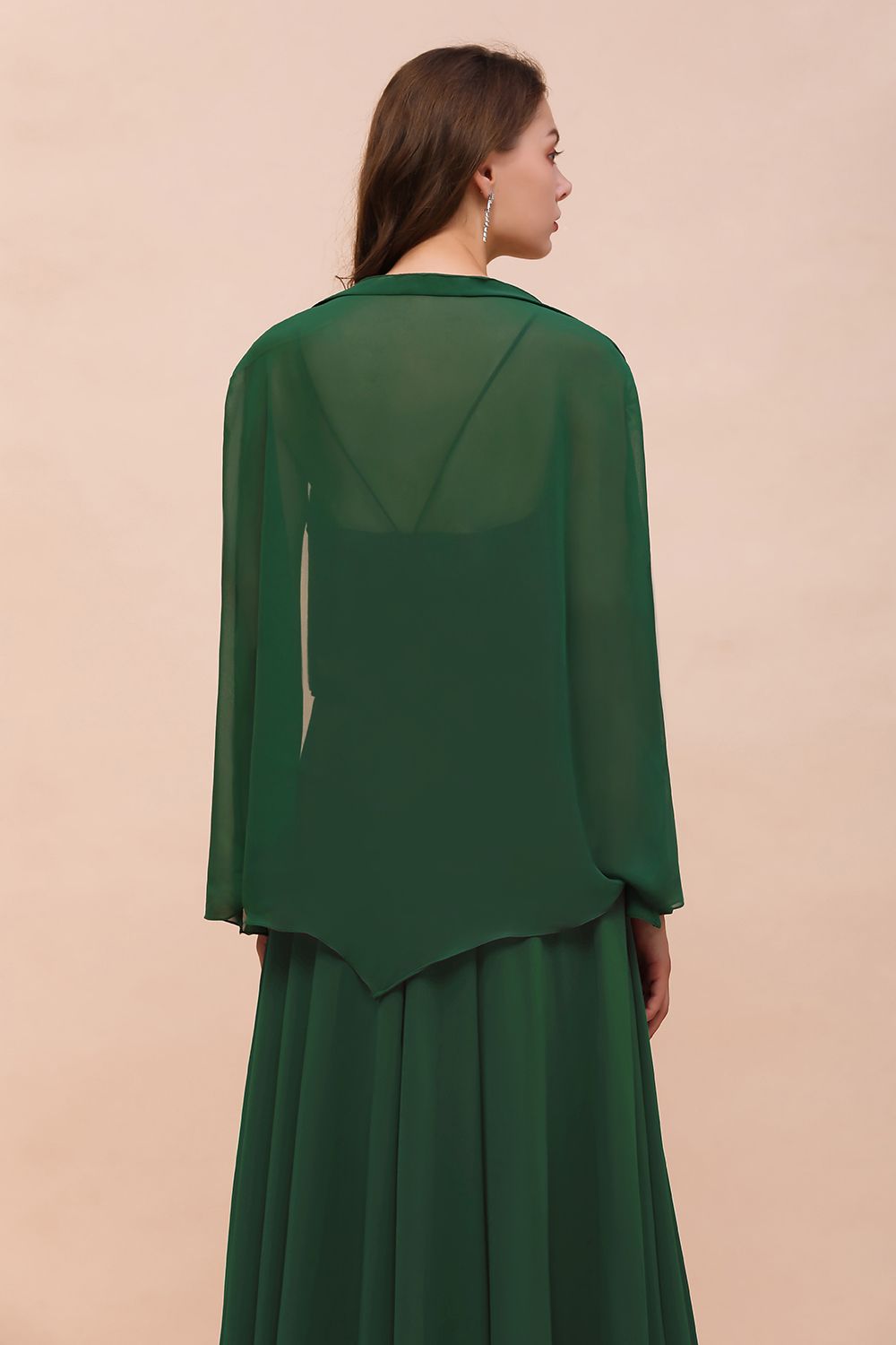 BM1893 Dark Green Long Sleeve Chiffon Special Occasion Wraps