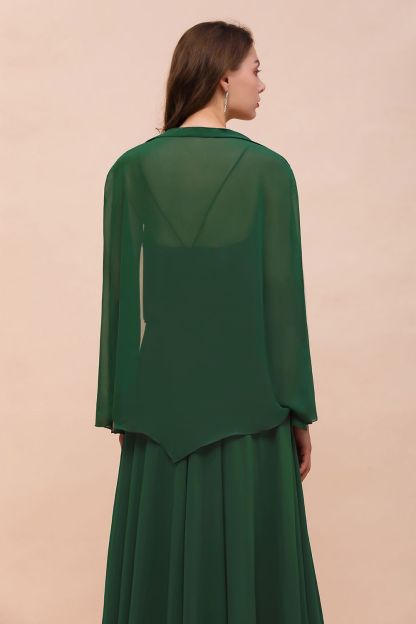 BM1893 Dark Green Long Sleeve Chiffon Special Occasion Wraps