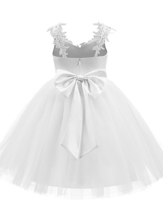 Short Ball Gown Tulle Flower Girl Dresses White First Communion Dresses