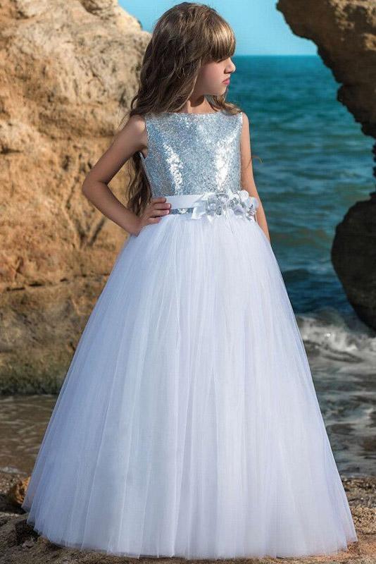 Scoop Neck Sleeveless Ball Gown Flower Girls Dress