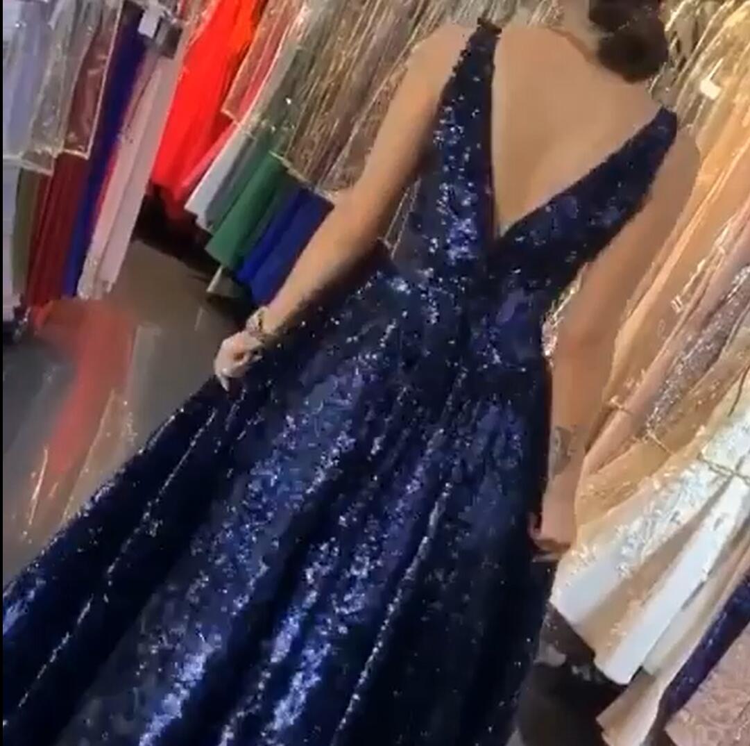 Luxury Bateau A-line Backless Floor-length Sequins Ruffles Prom Dress