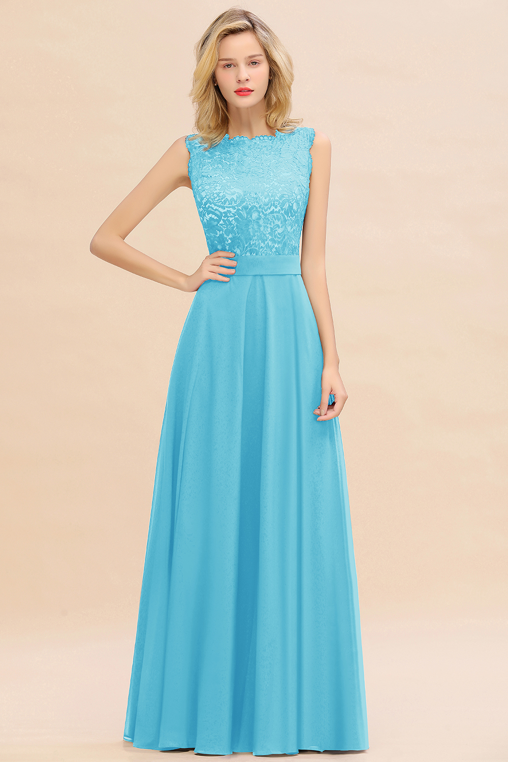 Exquisite Scoop Sleeveless A-line Bridesmaid Dress