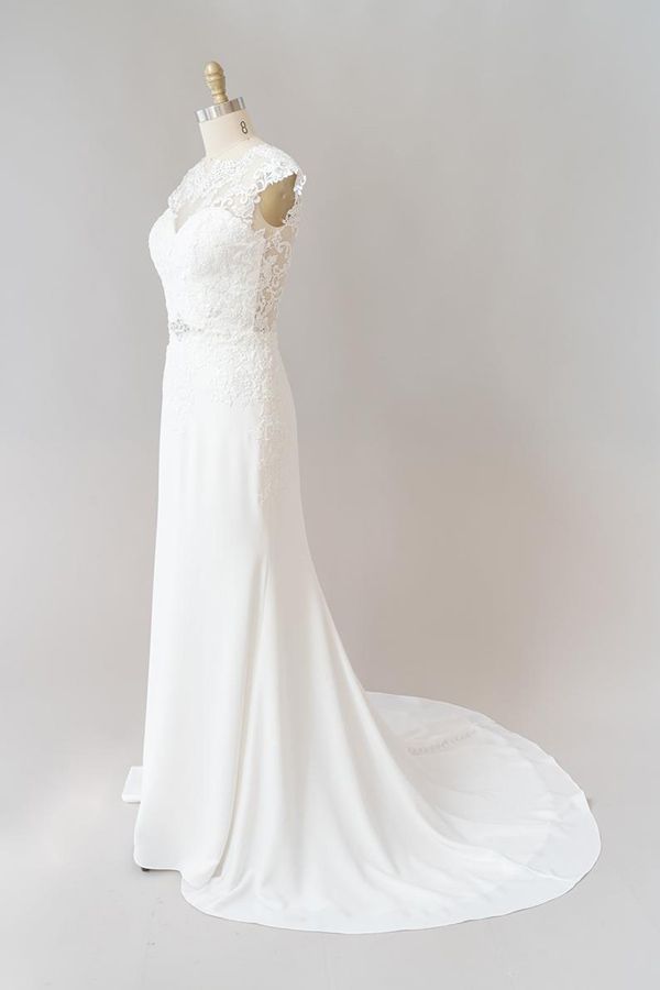 Long Mermaid Lace Chiffon Wedding Dress