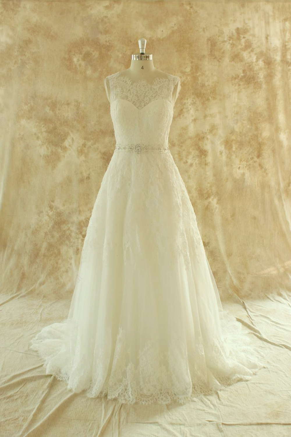 Amazing Illusion Lace Tulle A-line Wedding Dress