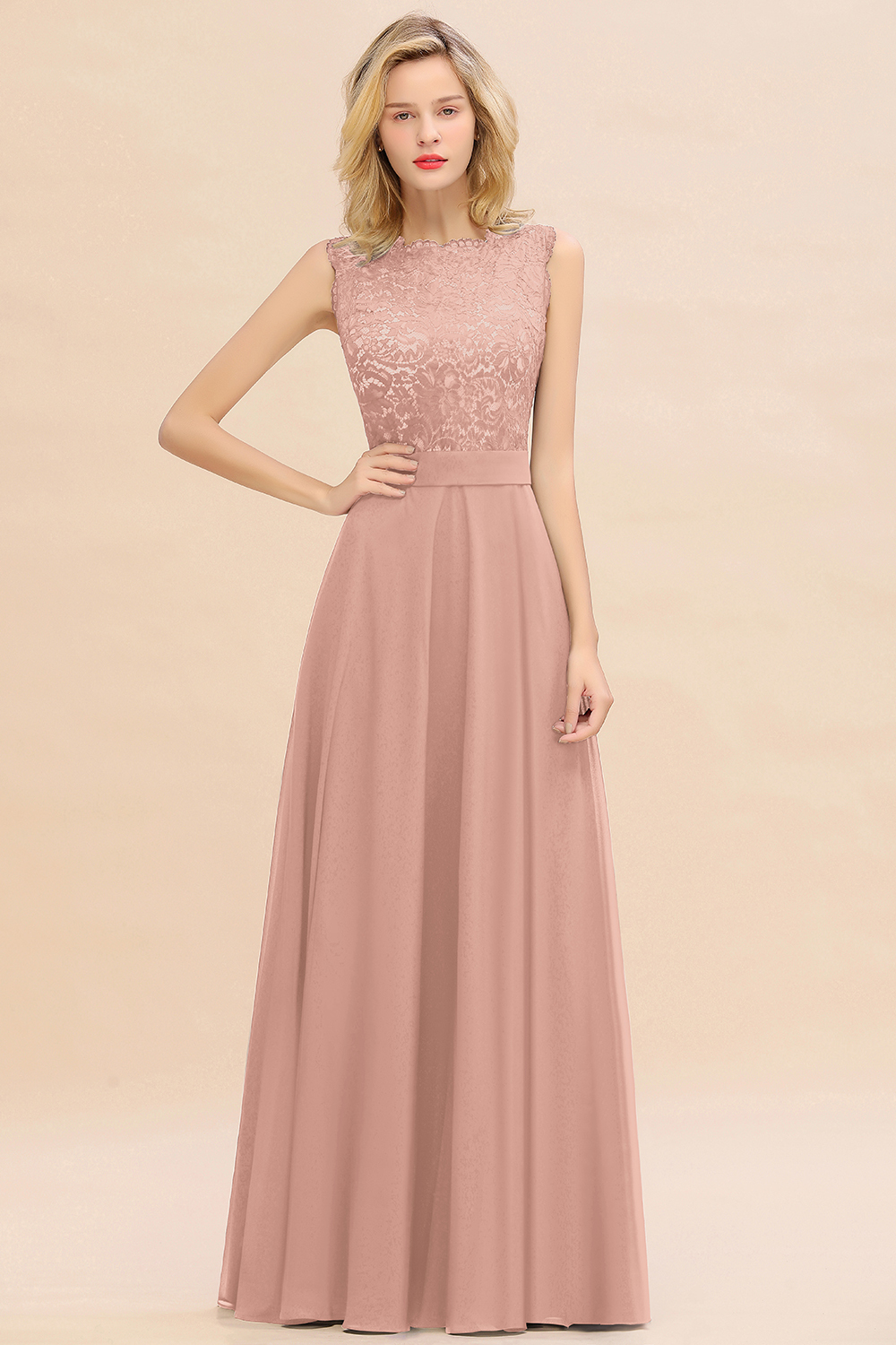 Exquisite Scoop Sleeveless A-line Bridesmaid Dress