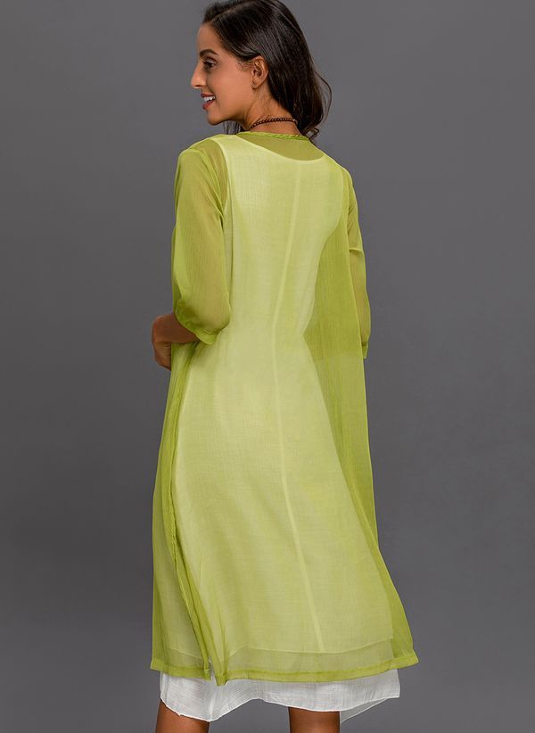 Floral Wrap Round Neckline Midi X-line Dress