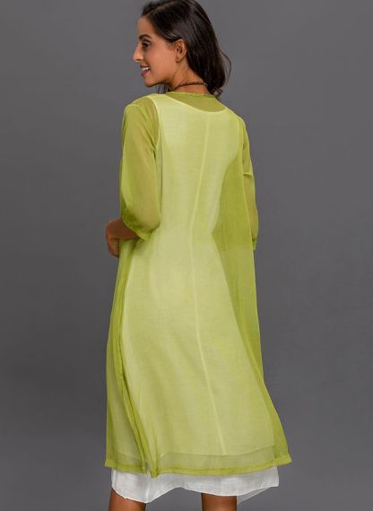 Floral Wrap Round Neckline Midi X-line Dress
