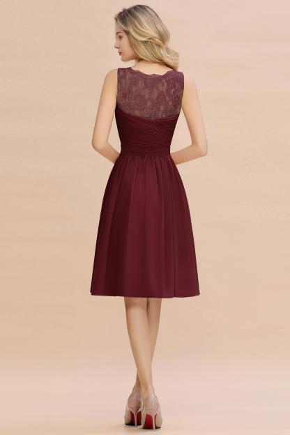 Elegant A-line Chiffon Sleeveless Knee Length Bridesmaid Dress