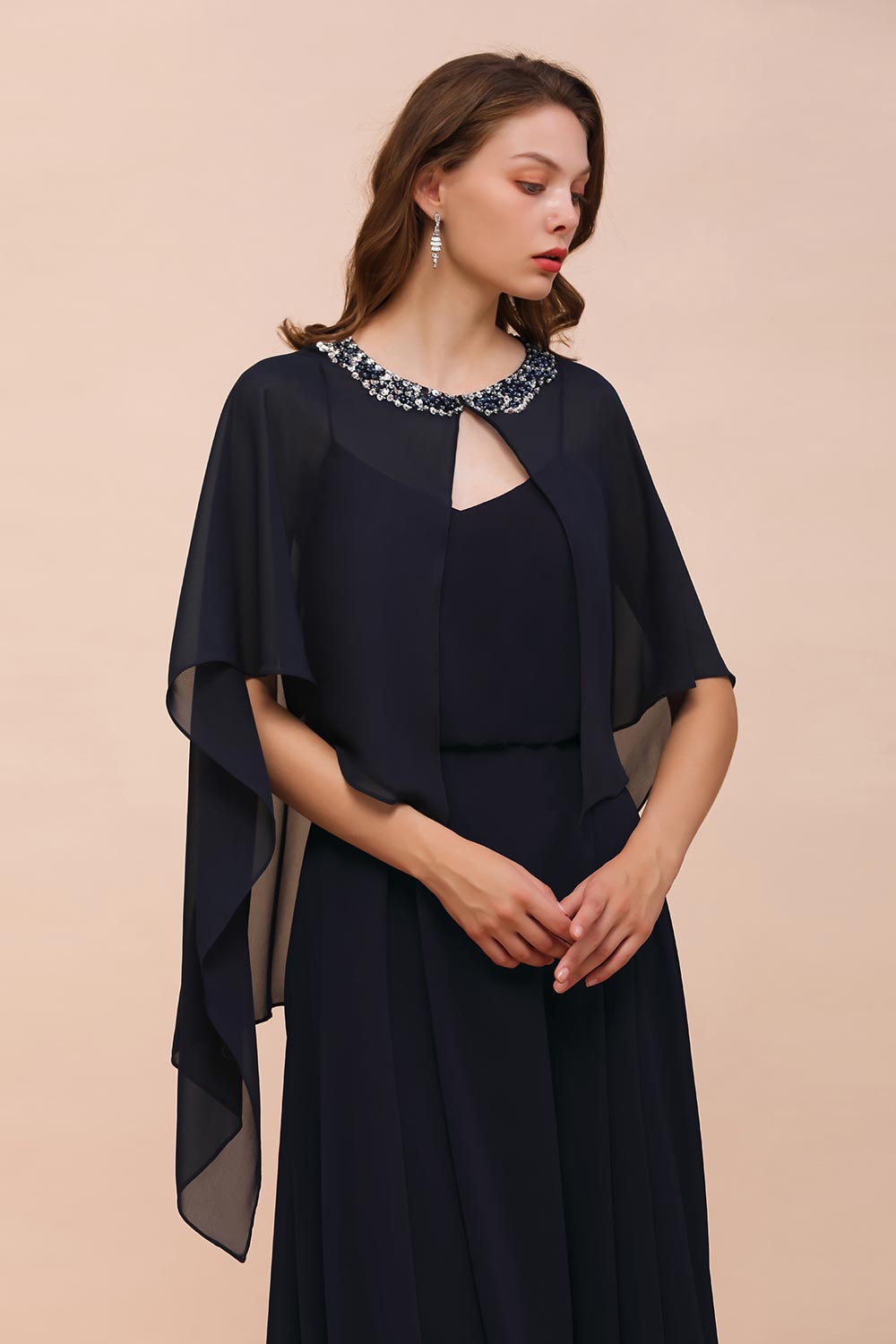 BM1090 Chiffon Dark Navy Special Occasions Wrap