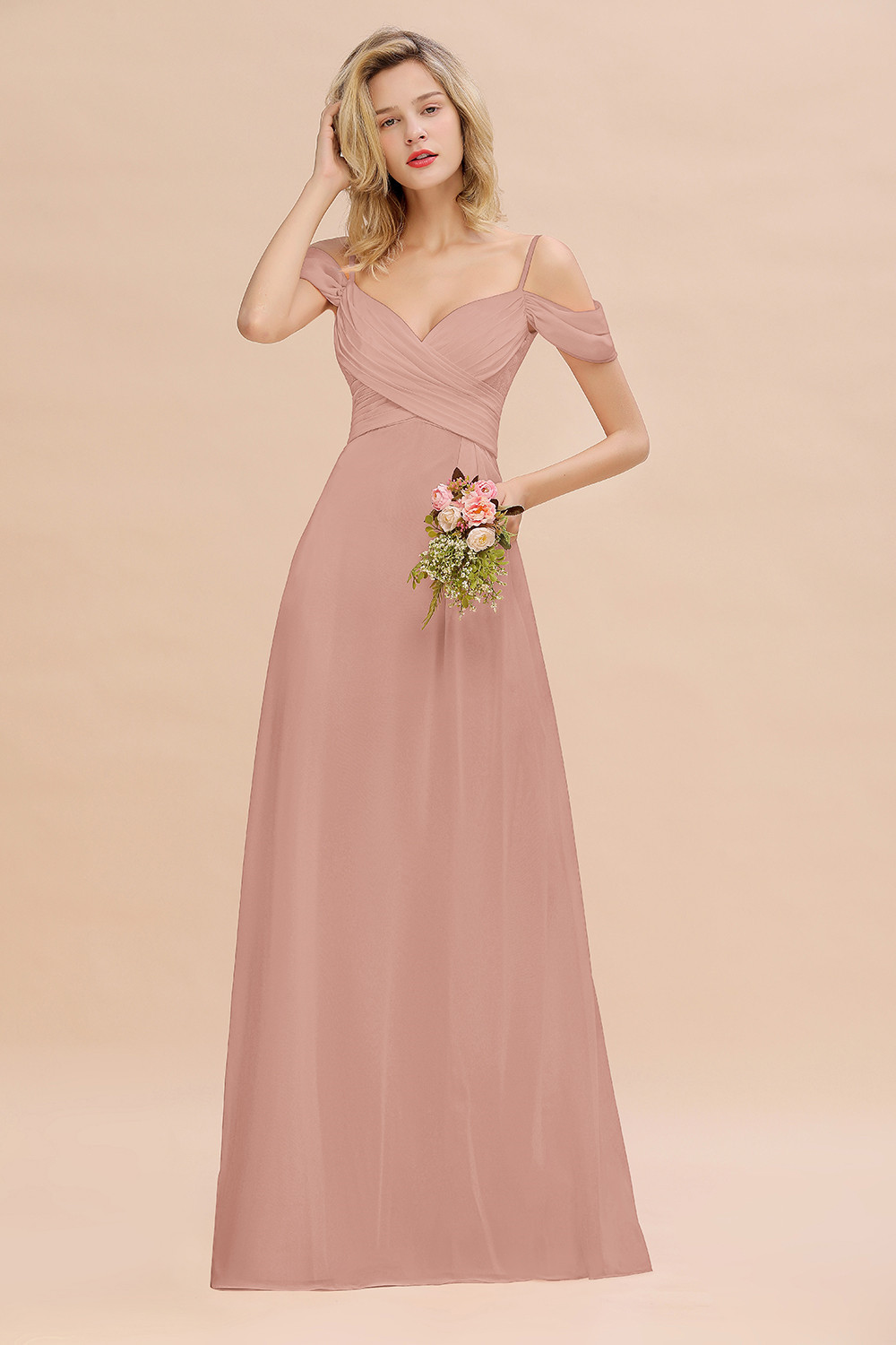 Spaghetti Straps Sweetheart Ruffles Bridesmaid Dress
