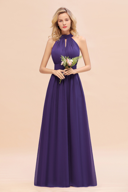 BM0758 Glamorous High-Neck Halter Bridesmaid Affordable Dresses with Ruffle