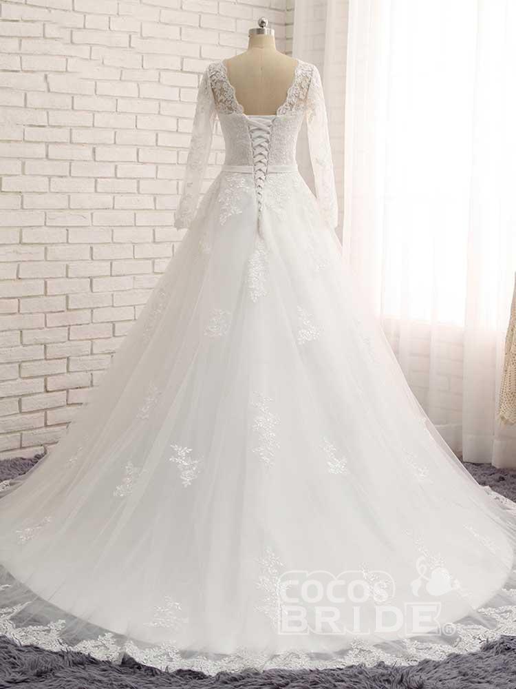 Gorgeous Long Sleeves Lace Tulle A-line Wedding Dresses