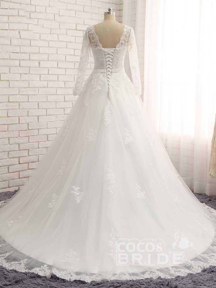 Gorgeous Long Sleeves Lace Tulle A-line Wedding Dresses