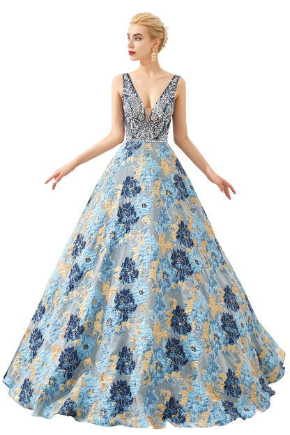 Beautiful V-neck Satin A-line Prom Dress