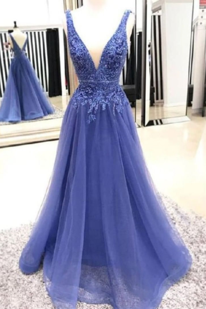 Precious V-neck Tulle A-line Prom Dress