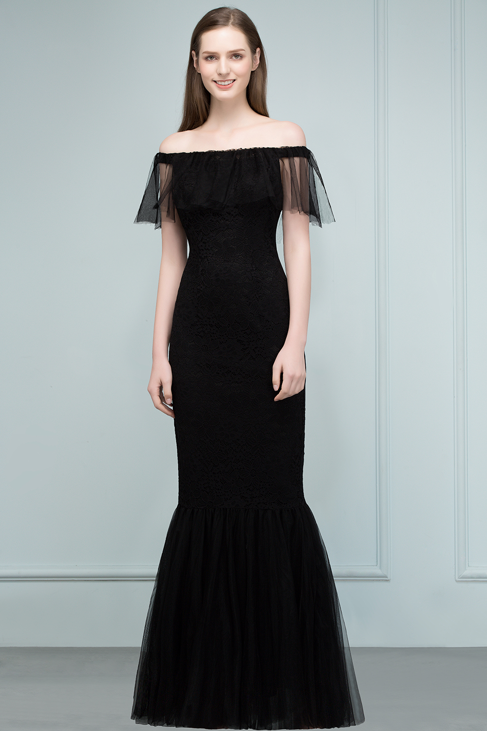 Off The Shoulder Black Mermaid Prom Dress
